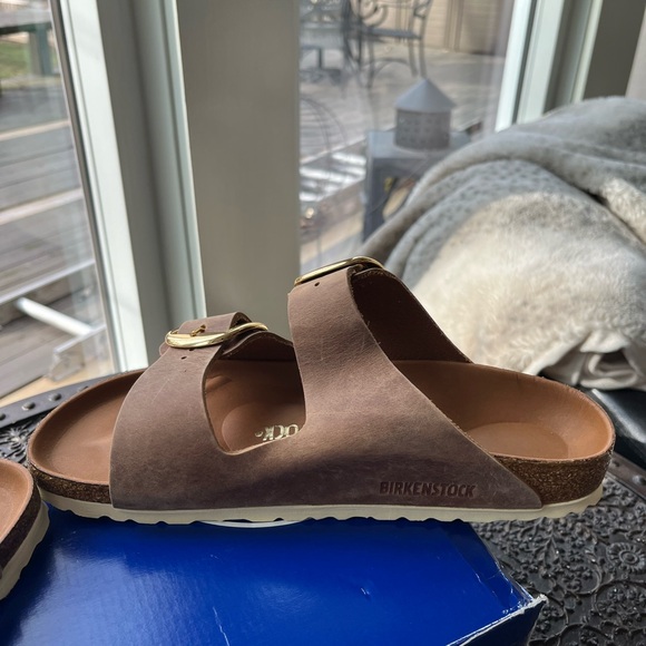 BIRKENSTOCK ARIZONA BIG BUCKLE OILED LEATHER SANDALS IN COGNAC 39 EU 8 US - Picture 10 of 11
